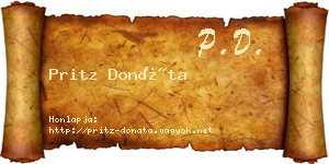 Pritz Donáta névjegykártya